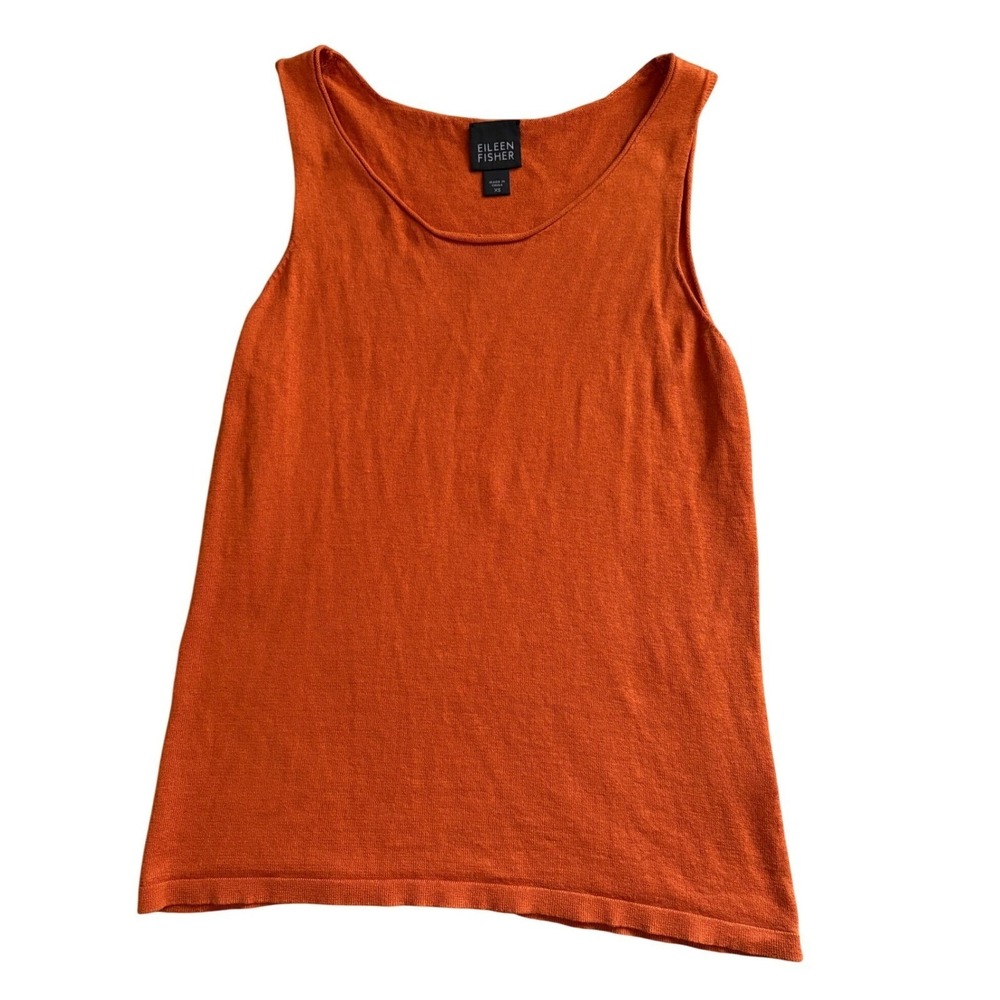 Eileen Fisher XS/S‎ Silk Cashmere Knit Cardigan Tank Top Set Orange Sweater Cozy - Picture 4 of 11